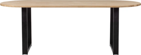 Spisebord WOOOD Tablo plankebord oval i FSC-certificeret eg med mat sort stel 220Ã90Ã75 cm natur